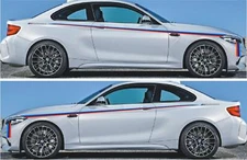 Graphics Tricolor Racing Stripe Sticker Kit For BMW M2 M Performance Side Decals
