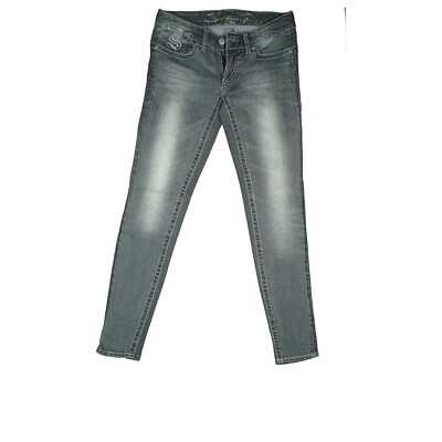 Seven 7 Damen Jeans Hose Skinny Slim Fit Leg stretch low Rise 34 S W26 L30 grau