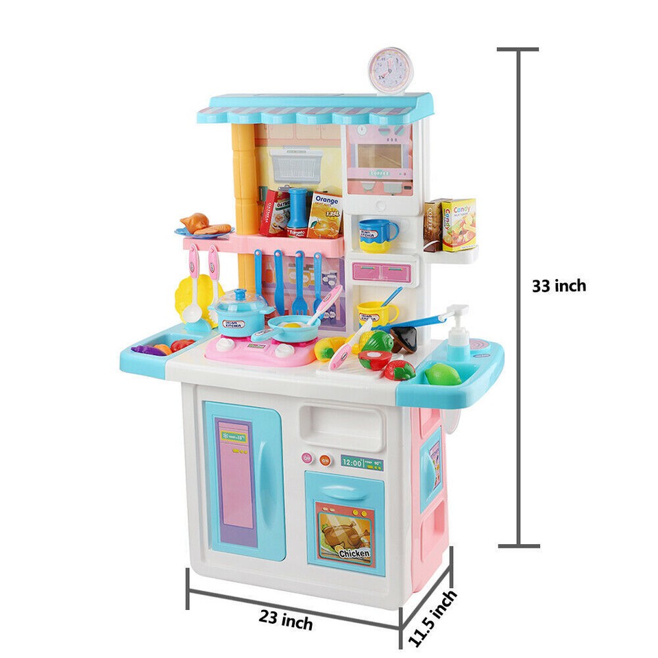 Kids Toddler Kitchen Pretend Play Toy Set Xmas Gift Lights Sound Sink ...