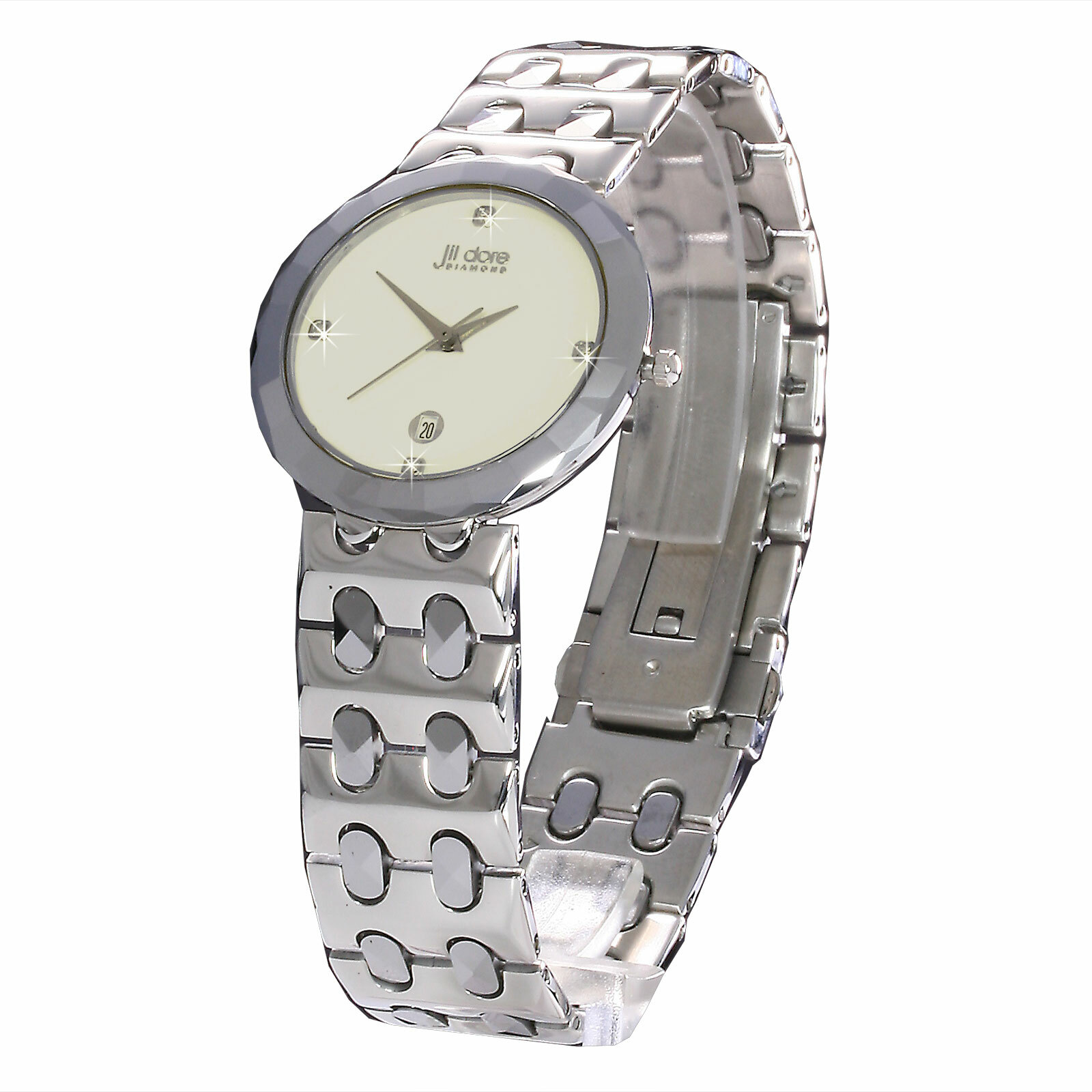 Montre femme JIL DORE Trinity Diamond en acier doré avec véritable cadran en diamants