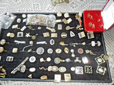 60 PCS TUXEDO CUFFLINKS BUTTON LOT ANTIQUE-SIGNED JEWELRY-victoria ONYX MOP 22S