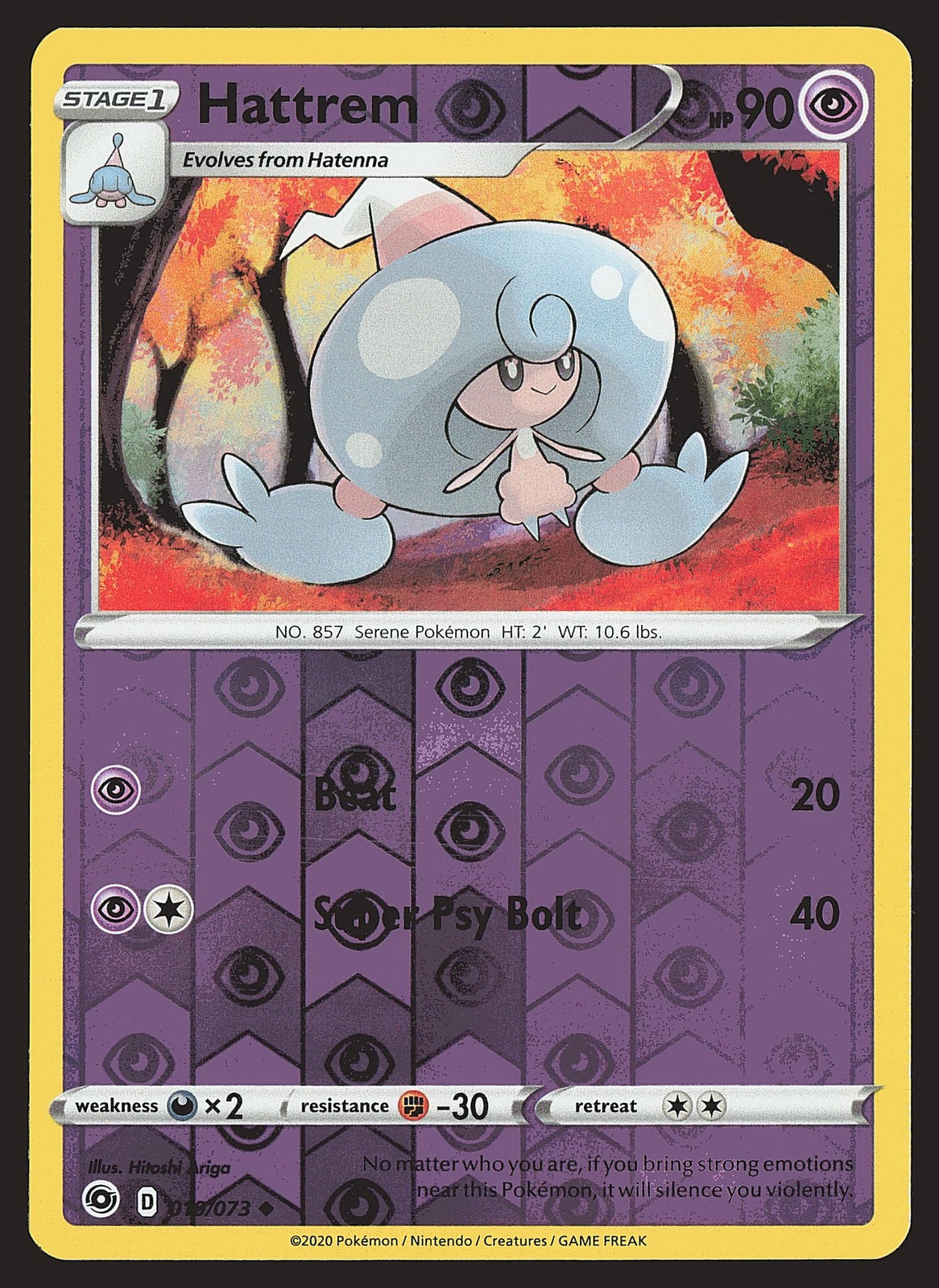 Champion's Path Hattrem #19/73 Reverse Holo Pokemon Card