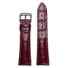 Quick Release Embossed Leather Alligator Watch Band Louisiana Burgundy