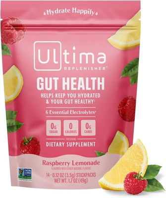 Ultima Replenisher Gut Health Supplement and Electrolytes Powder - Raspberry... 