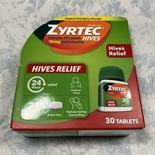 Zyrtec 24Hr Hives Relief 10mg 30 Tablets Exp 11/27 - New Sealed