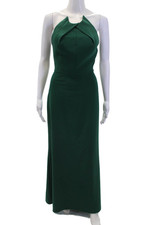 Lela Rose Bridesmaid Womens High Neck Halter Zipped Floor Length Gown Fern Green