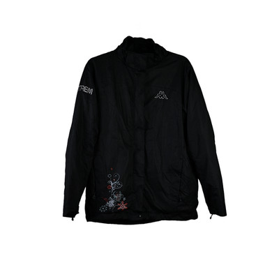 Vintage Kappa Jacket Size M Black Full Zip Windbreaker Logo Floral