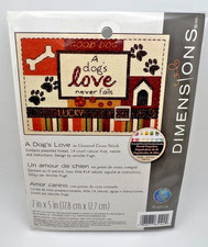 Dimensions A Dog's Love Never Fails Pet Puppy Paw Print Bone Cross Stitch Kit