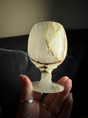 Vintage Onyx Stein Tasse Naturstein Kelch 4 cm Deko Trinkgefäß 
