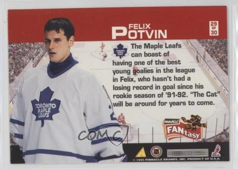 1995-96 Pinnacle Fantasy Felix Potvin #29 - Image 2 of 2