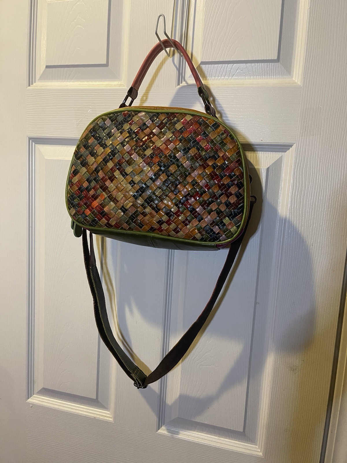 Ameri Leather Multi Color Woven Satchel/Crossbody… - image 1