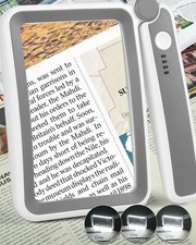 Magnifying Glass with Light, Rechargeable 5X Large Page 5X/500 , Grey White