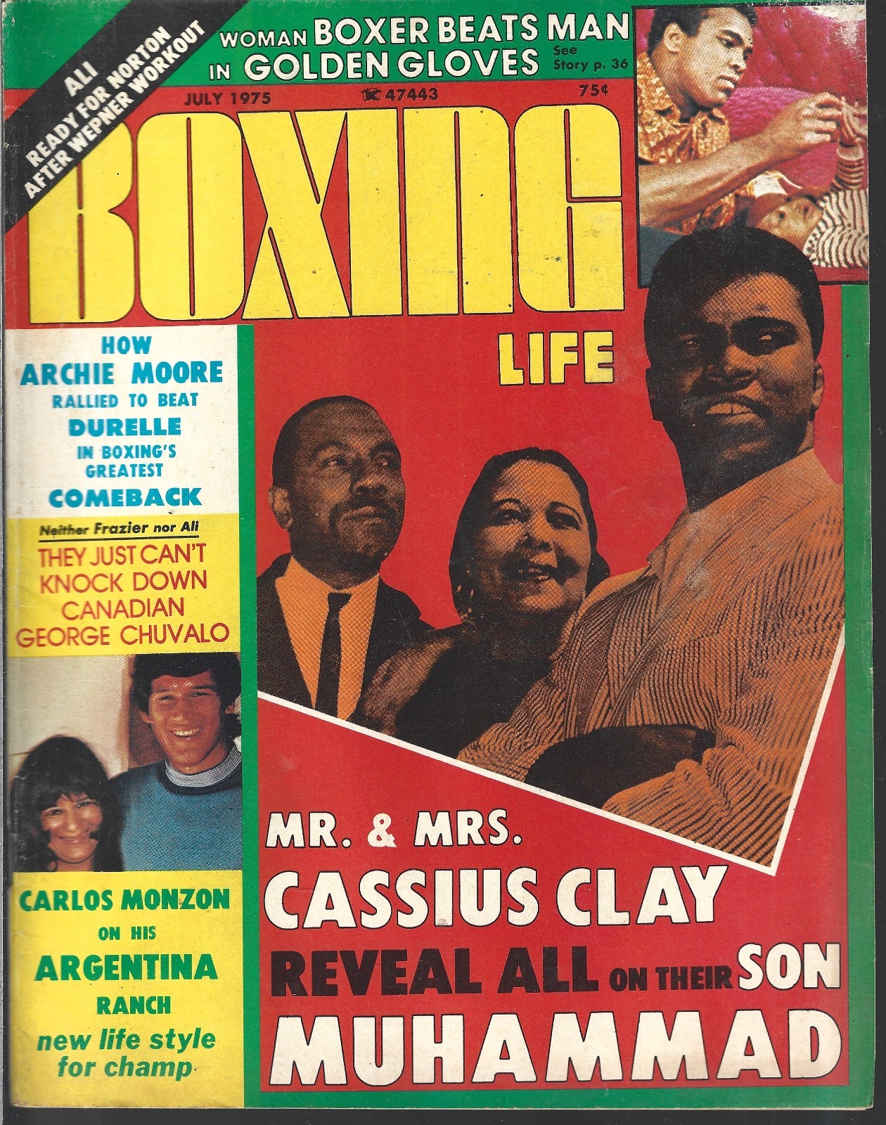 Boxing Life Magazine July 1975 (Vg-) Cassius Clay / Muhammad Ali, Carlos Monzon