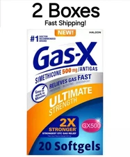 2 Pack Gas-X Ultimate Strength Gas Relief Softgels - 20 Softgels Per Box! NEW!