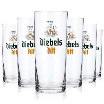 6x Diebels Bier Glas Altbierglas 0,3l Biergläser "Diebels Alt" Becher Rastal
