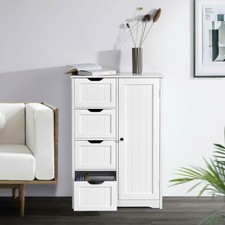 Wooden Bathroom Cabinet with 4 Drawers 1 Door Storage Cabinet for Storage