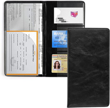 Auto Car Registration and Insurance Holder - PU Leather Vehicle Glove Box Organi