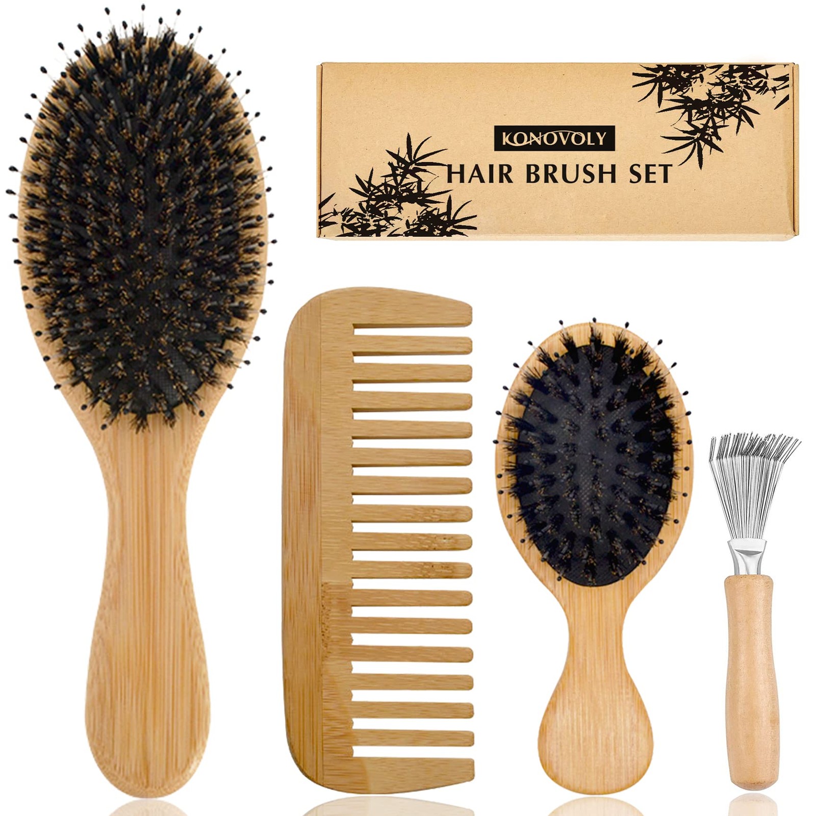 Brosse cheveux sanglier anti-casse pour démêler les nœuds sans douleur