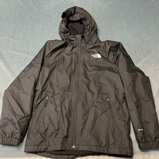 The North Face Boys Rain Jacket Size XL 14/16 Black Fleece Lined Hooded DryVent