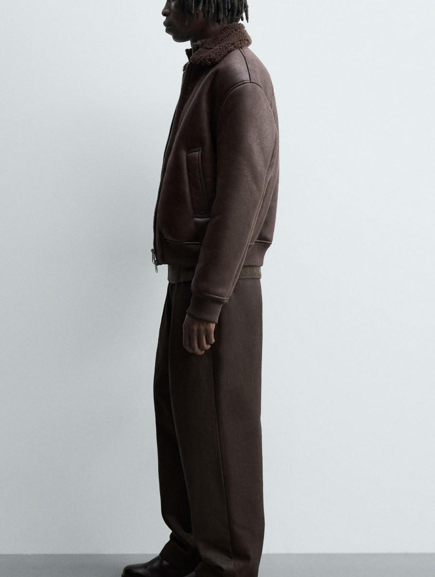 ZARA MAN Burgundy collection DOUBLE-FACED LEATHER EFFECT JACKET 0155/160/681NEW image 9