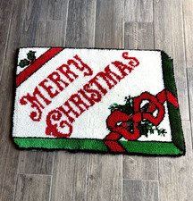 VTG 70's" Merry Christmas" Latch Hook Rug 24" x36" or Wall Hanging Completed