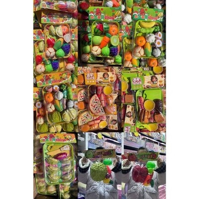 1 Set Kids Vegetable Fruit Cutting Toy Kit Plastic Play Food Kitchen Pretend Toy