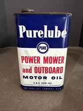 VINTAGE PURE PURELUBE OUTBOARD BOAT MOTOR OIL POWER MOWER SERVICE STATION FULL