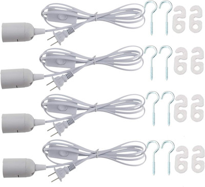 4 Pcs E26/E27 LED Light Socket 5.9FT Extension Cord with On/Off Switch