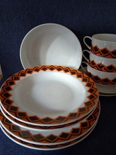 Melitta Hamburg Türme 70er Design Konvolut 10 tlg Teller  Schüssel Suppentassen