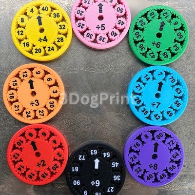 3DogPrint Colorful Math Operation Wheels Set - Add, Subtract, Multiply, Divide