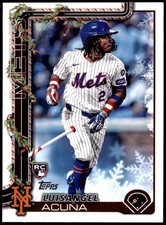 2025 Topps Holiday #H113b Luisangel Acuña Candy Cane Bat & Gloves