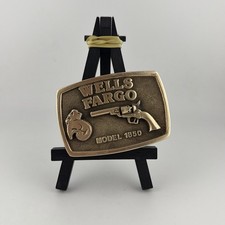 VTG 1976 Adezy Denver Wells Fargo Model 1850 Pistol Brass Belt Buckle Polished