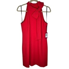Vince Camuto Red Sleeveless Bow-Neck Shift Dress Womens Size 8 NWT *Slight Flaw