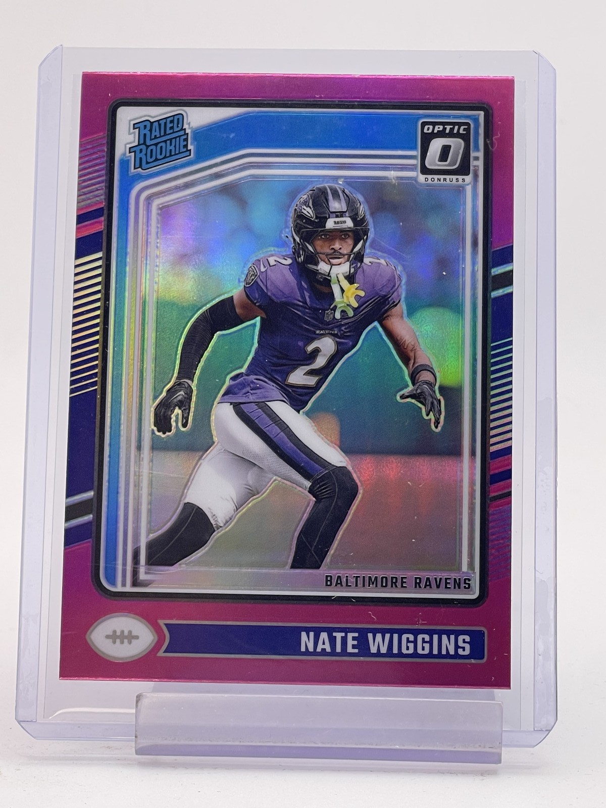 NATE WIGGINS 2024 DONRUSS OPTIC PINK PRIZM ROOKIE #281 RAVENS Q6928