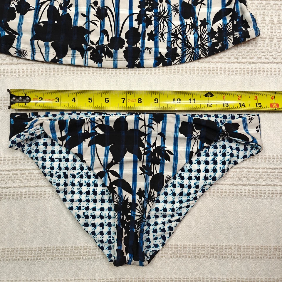 Juego de Natación Tankini Floral Azul Negro Lucky Brand Talla L NUEVO Foto 3 de 4