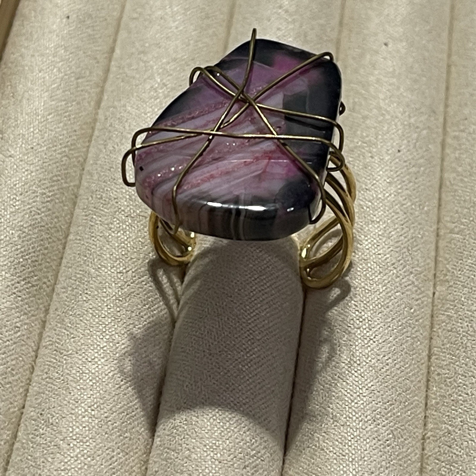 Wire Wrapped Fluorite Ring - Adjustable - Smooth - image 1