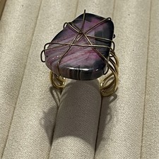 Wire Wrapped Fluorite Ring - Adjustable - Smooth