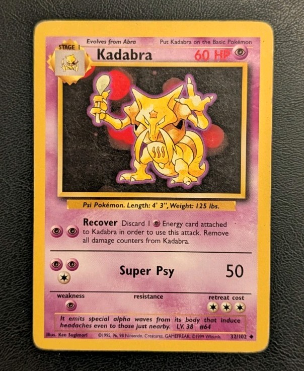 Kadabra 32/102 Uncommon Base Set Unlimited Pokemon 
