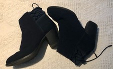 Mode in Pelle Suede UK6 Navy Pull On Alyssa Block Heel Pull On Ankle Boots VGC