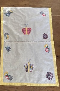 Vintage Pure Granulated Cane Sugar Flour Sack Tea Towel Butterfly Applique