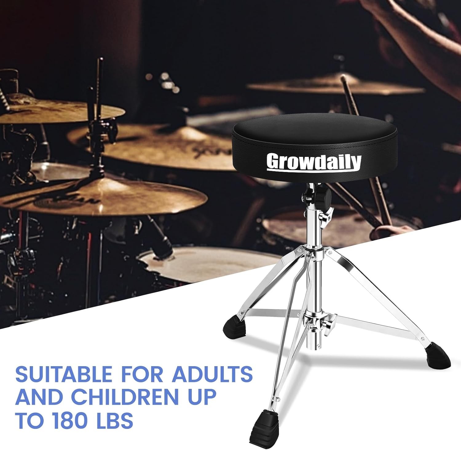 Drum Throne Seat,Adjustable Stool Universal Padded Black 