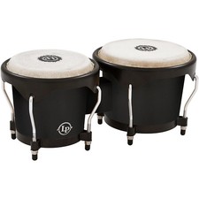 LP City Bongos Hand Drums 6" and 7" Siam oak Black 10.25 lbs 18.9 in Rawhide