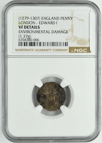 (1279-1307) 1.37g ENGLAND SILVER PENNY LONDON EDWARD 1 NGC VF DETAILS