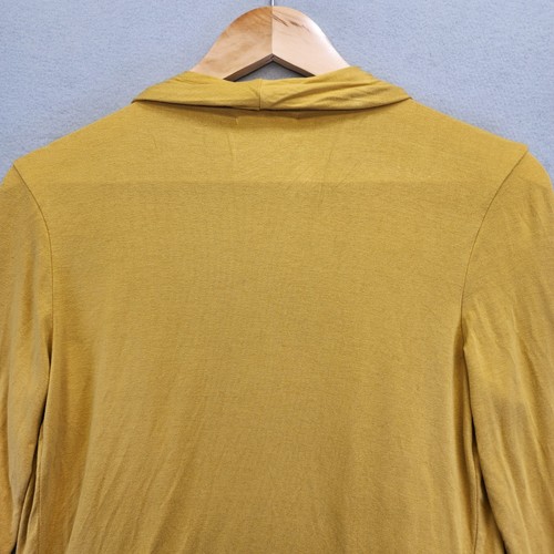 Urban Coco Mustard Yellow Draped Open Front Cardigan Waterfall Wrap Sweater Med - Picture 6 of 13