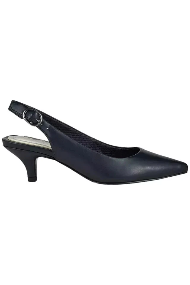 Bombas EASY STREET Navy Faye biqueira pontiaguda 9 slip on conforto empresarial - Imagem 3 de 3