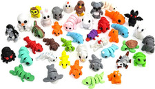 41Pcs Mini Animal Figurines Set,3D Printed Little Animals Articulated Flexible F