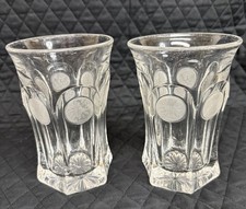 2 Fostoria Coin Clear Iced Tea Glasses Vintage Etched Glass Water Tumblers