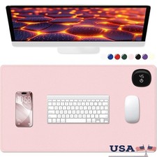 Heated Desk Pad Waterproof Soft PU Leather Fast Heating Auto Shut Off Mouse Pad