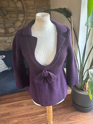 Hoss Intropia lila Rundhalsausschnitt Langarm Kragen Wollpullover Größe Large