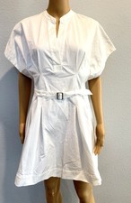 NWT Zara ZW Collection Belted Pleated Mini Dress White 8761/347 Women Sz Large